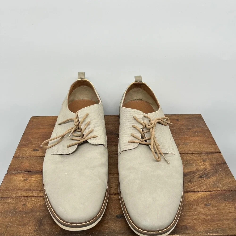 Goodfellow & Co Mens Derby Dress Shoes Light Gray‎ Lace Up Size 12